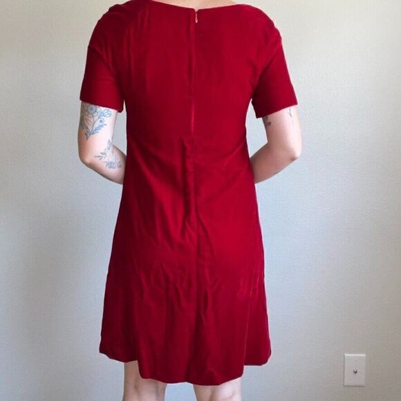 Vintage 90s Womens Red Velvet Vamp Holiday Cocktail Christmas Mini Dress Sz S - Picture 4 of 7